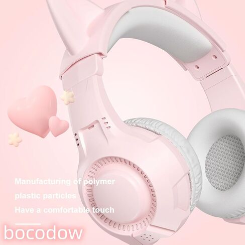 Pink Gaming Headset for PC Computer, PS4, PS5, PC, Xbox One,Switch, Cat Ear Over Ear Headphones with Stereo Surround Sound, Mic, Bass Boost for Girls, Women, Teens in Saudi Arabia