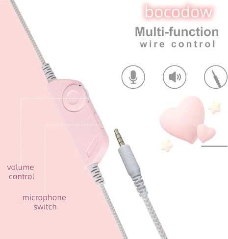 Pink Gaming Headset for PC Computer, PS4, PS5, PC, Xbox One,Switch, Cat Ear Over Ear Headphones with Stereo Surround Sound, Mic, Bass Boost for Girls, Women, Teens in Saudi Arabia