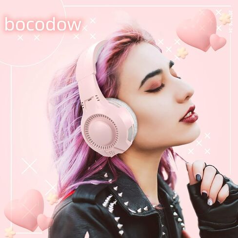 Pink Gaming Headset for PC Computer, PS4, PS5, PC, Xbox One,Switch, Cat Ear Over Ear Headphones with Stereo Surround Sound, Mic, Bass Boost for Girls, Women, Teens in Saudi Arabia