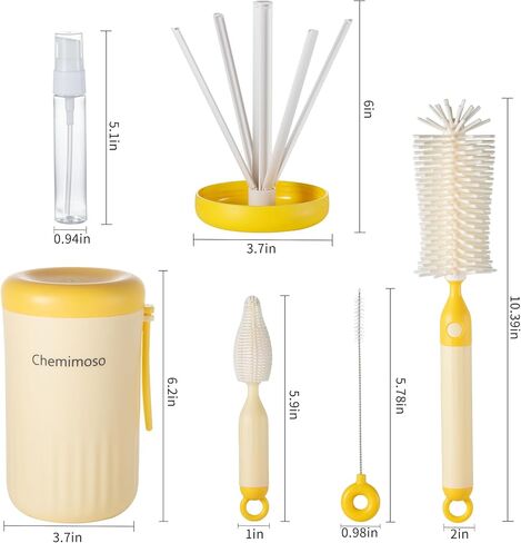 Travel Silicone Baby Bottle Cleaner Brush Set, Foldable Baby Bottle Drying Rack, Essential Cleaning Set for Outdoor Travel, Blue and White in Saudi Arabia