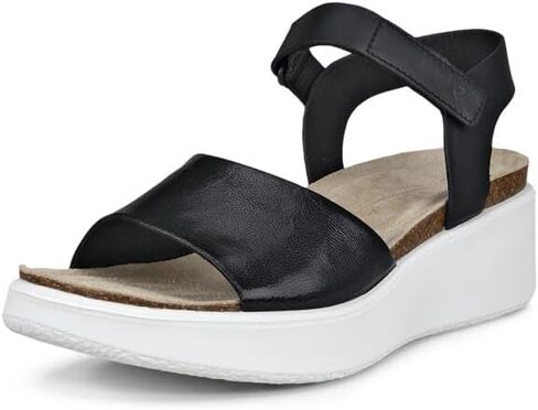 ECCO Women's Flowt Wedge Cork Sandal, Black/Black, 7-7. 5 in Saudi Arabia