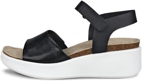 ECCO Women's Flowt Wedge Cork Sandal, Black/Black, 7-7. 5 in Saudi Arabia