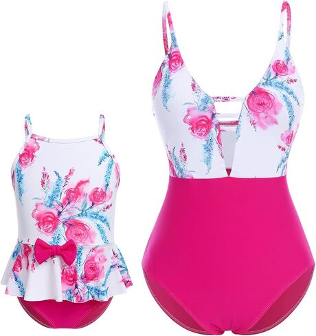 Mommy and Me Swimsuits Family Swimsuits Matching Set Girls Womens One Piece Swimsuits Cover up Swimwear Bathing Suits in Saudi Arabia