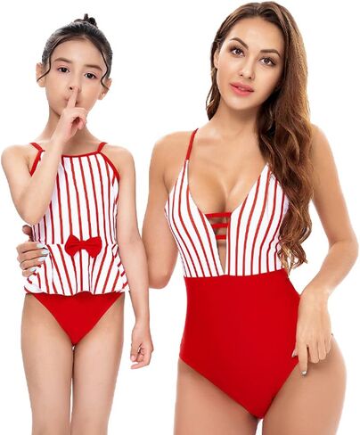 Mommy and Me Swimsuits Family Swimsuits Matching Set Girls Womens One Piece Swimsuits Cover up Swimwear Bathing Suits in Saudi Arabia
