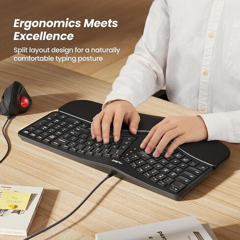 Nulea RT05C Wired Ergonomic Keyboard, Split Keyboard with Cushioned Wrist Rest, Adjustable Tilt Legs, Plug and Play, USB Corded, Compatible with Windows/Mac in Saudi Arabia