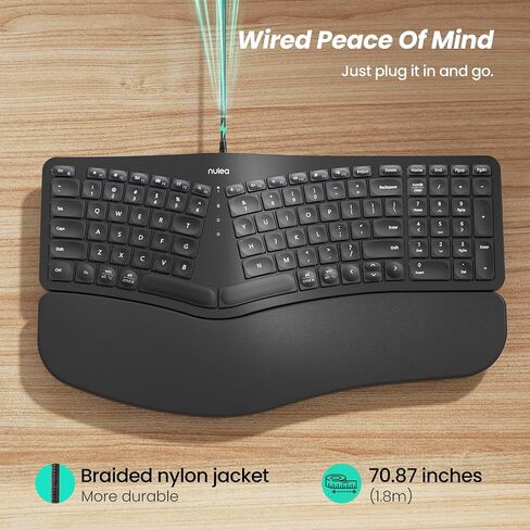 Nulea RT05C Wired Ergonomic Keyboard, Split Keyboard with Cushioned Wrist Rest, Adjustable Tilt Legs, Plug and Play, USB Corded, Compatible with Windows/Mac in Saudi Arabia