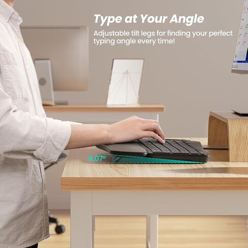 Nulea RT05C Wired Ergonomic Keyboard, Split Keyboard with Cushioned Wrist Rest, Adjustable Tilt Legs, Plug and Play, USB Corded, Compatible with Windows/Mac in Saudi Arabia