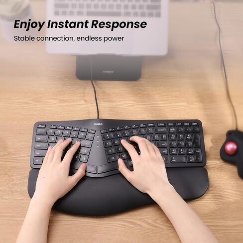 Nulea RT05C Wired Ergonomic Keyboard, Split Keyboard with Cushioned Wrist Rest, Adjustable Tilt Legs, Plug and Play, USB Corded, Compatible with Windows/Mac in Saudi Arabia