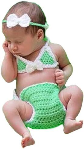 Newborn Bikini Baby Photography Outfits Girls Baby Photo Swimsuit Outfit Newborn Photo Shoot Crochet Props Picture Knit Set in Saudi Arabia