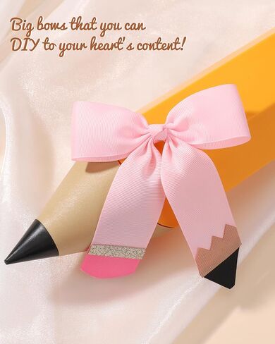 Hair Bows for Girls doboi 2PCS 4.5"Baby Hair Clips Pencil Ribbon Hair Accessories Hair Bow Alligator Clips for Baby Girls Toddlers Kids Teenagers Children Back to School Pink Bows in Pairs in Saudi Arabia