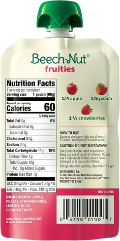 Beech-Nut Baby Food Pouches, Apple Mango Carrot Fruit Puree Baby & Toddler Food, 3.5 oz (12 Pack) in Saudi Arabia