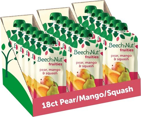 Beech-Nut Baby Food Pouches, Apple Mango Carrot Fruit Puree Baby & Toddler Food, 3.5 oz (12 Pack) in Saudi Arabia