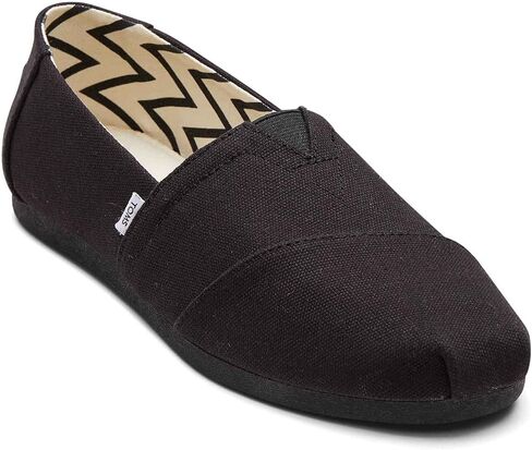 TOMS Women's Alpargata Loafer Flat, Black/Black Wide Recycled Cotton Canvas, 12 in Saudi Arabia