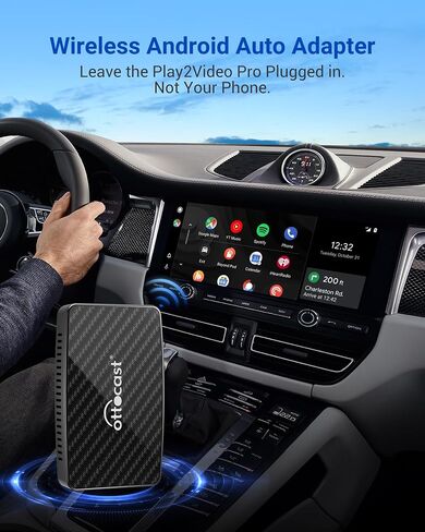 OTTOCAST Play2Video Pro,CarPlay Ai Box Wireless CarPlay Android Auto Adapter with Netflix,Built-in YouTube/Spotify/IPTV - Fast Auto Connect,Plug & Play,Supports Split Screen in Saudi Arabia