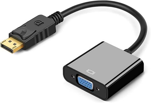 محول DisplayPort (DP) إلى VGA، منفذ عرض مطلي بالذهب إلى محول VGA (ذكر إلى أنثى) متوافق مع الكمبيوتر، سطح المكتب، الكمبيوتر المحمول، الكمبيوتر الشخصي، الشاشة، جهاز العرض، HDTV - محول BlackDP إلى VGA. in Saudi Arabia
