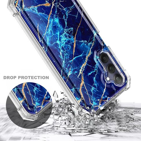 for Samsung Galaxy A35 5G Case, Slim Stylish Full-Body Protective Shockproof Rugged Bumper Case for Galaxy A35 5G with Built-in Screen Protector (Marble Designed Sapphire) in Saudi Arabia