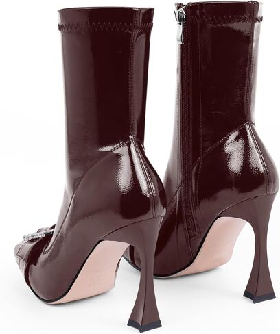 Women's Rhinestone Buckle Stiletto High Heel Ankle Boots Closed Toe Dress Party Booties in Saudi Arabia