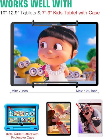 حامل الكمبيوتر اللوحي للسيارة WONNIE، متوافق مع الأجهزة اللوحية مقاس 10-12.9 بوصة، حزام مسند رأس قابل للتعديل، سهل التركيب، تصميم مضاد للانزلاق والخدش، يشمل الضمان in Kuwait