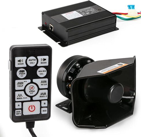 BooYu 12V 200W 37 Tones Police Warning Emergency Siren PA System for Firefighter Ambulance Vehicles Truck Car SUV ATV UTV [180° Design Speaker][135dB][Handheld Microphone][Hands-Free][2x10A Switches] in Saudi Arabia