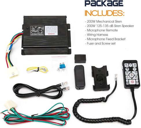 BooYu 12V 200W 37 Tones Police Warning Emergency Siren PA System for Firefighter Ambulance Vehicles Truck Car SUV ATV UTV [180° Design Speaker][135dB][Handheld Microphone][Hands-Free][2x10A Switches] in Saudi Arabia
