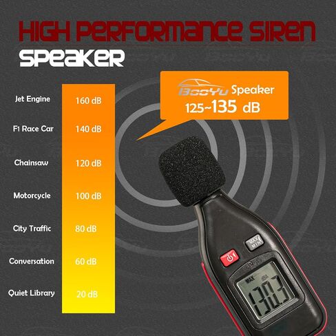 BooYu 12V 200W 37 Tones Police Warning Emergency Siren PA System for Firefighter Ambulance Vehicles Truck Car SUV ATV UTV [180° Design Speaker][135dB][Handheld Microphone][Hands-Free][2x10A Switches] in Saudi Arabia