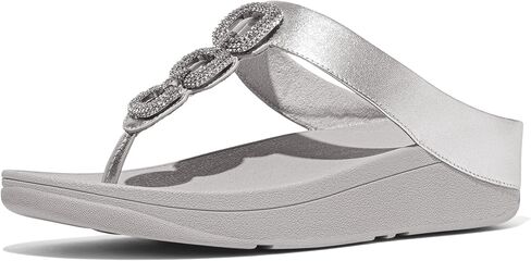 FitFlop women's Fino Crystal-chain Metallic-leather Toe-Post Sandals Wedge in Saudi Arabia