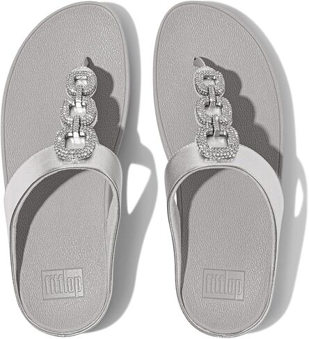 FitFlop women's Fino Crystal-chain Metallic-leather Toe-Post Sandals Wedge in Saudi Arabia