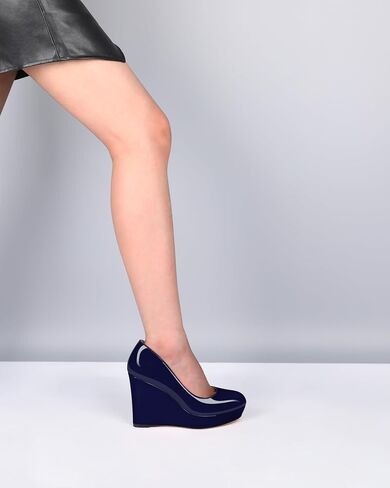 Wedge Pumps for Women Platform Heels Round Toe Heels Slip On Wedge High Heels Dress Shoes 4 Inch in Saudi Arabia