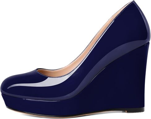 Wedge Pumps for Women Platform Heels Round Toe Heels Slip On Wedge High Heels Dress Shoes 4 Inch in Saudi Arabia