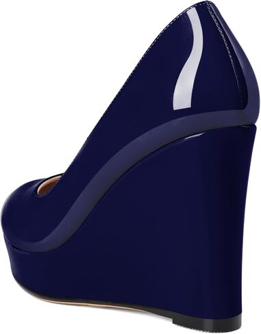 Wedge Pumps for Women Platform Heels Round Toe Heels Slip On Wedge High Heels Dress Shoes 4 Inch in Saudi Arabia