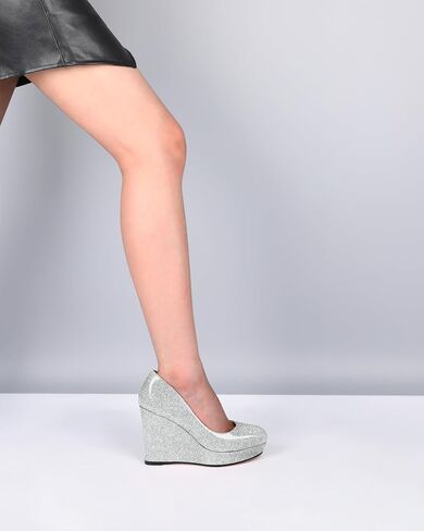 Wedge Pumps for Women Platform Heels Round Toe Heels Slip On Wedge High Heels Dress Shoes 4 Inch in Saudi Arabia