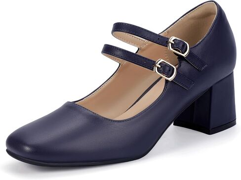 IDIFU IN2 Mary Jane Shoes Women Dress Shoes Women's Pumps Chunky Low Block Heels Square Closed Toe Strappy Wedding Business Bride Comfortable Short Graduation Two Strap Cute Vintage Heels Pumps Shoes in Saudi Arabia