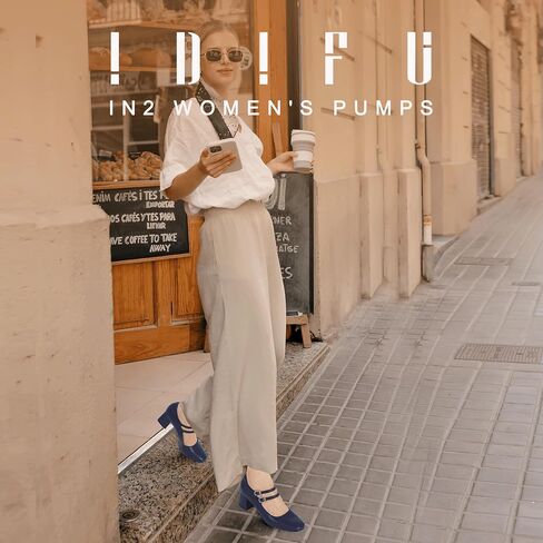 IDIFU IN2 Mary Jane Shoes Women Dress Shoes Women's Pumps Chunky Low Block Heels Square Closed Toe Strappy Wedding Business Bride Comfortable Short Graduation Two Strap Cute Vintage Heels Pumps Shoes in Saudi Arabia