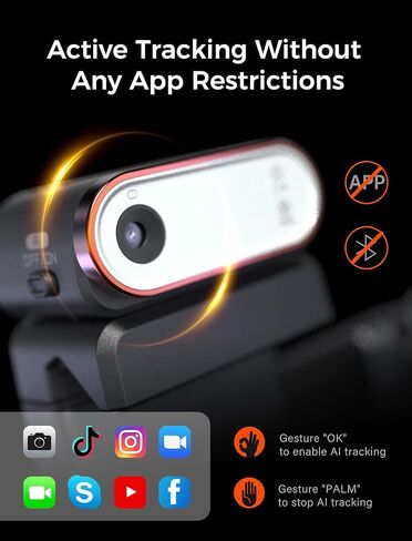 جهاز تعقب نشط من hohem AI مع ضوء ملء CCT مغناطيسي، مستشعر رؤية AI لا حاجة إلى قيود البلوتوث أو التطبيق، التحكم في الإيماءات، متوافق مع مثبت iSteady M6 MT2 in Kuwait