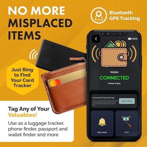 tag8 DOLPHIN Smart Sleek Wallet Tracker Card, Wallet Finder, Item Locator, Bluetooth Locator for Phone, Luggage, Passport, Works with Android & Apple Devices, Comes with 36-Month Battery Life, Pack 1 in Saudi Arabia