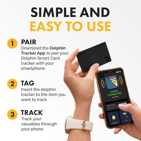 tag8 DOLPHIN Smart Sleek Wallet Tracker Card, Wallet Finder, Item Locator, Bluetooth Locator for Phone, Luggage, Passport, Works with Android & Apple Devices, Comes with 36-Month Battery Life, Pack 1 in Saudi Arabia