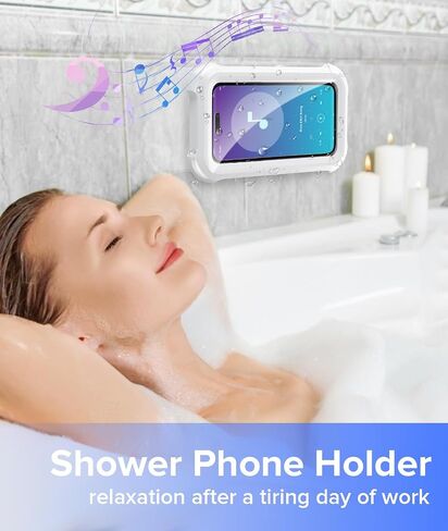 LC-dolida Shower Phone Holder Waterproof 480 Rotation Wall Mount Cell Phone Stand Case for Bathroom Batheub for Women Men Gift 2024 Shower Gadgets Stuff Beige in Saudi Arabia