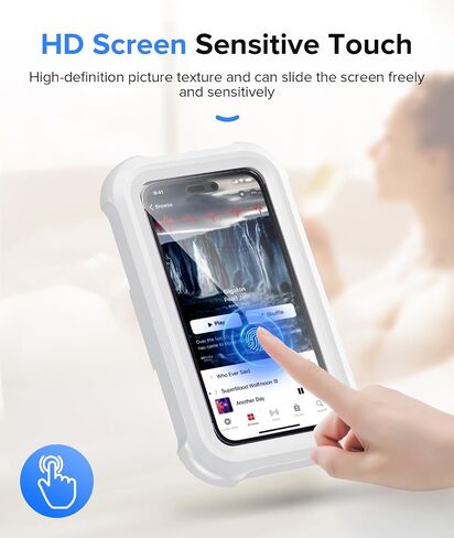 LC-dolida Shower Phone Holder Waterproof 480 Rotation Wall Mount Cell Phone Stand Case for Bathroom Batheub for Women Men Gift 2024 Shower Gadgets Stuff Beige in Saudi Arabia