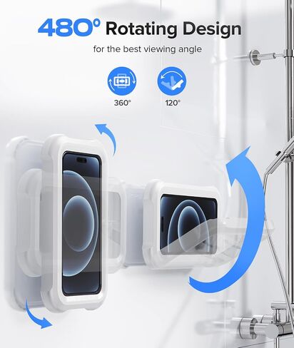 LC-dolida Shower Phone Holder Waterproof 480 Rotation Wall Mount Cell Phone Stand Case for Bathroom Batheub for Women Men Gift 2024 Shower Gadgets Stuff Beige in Saudi Arabia