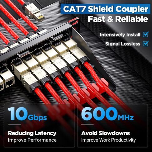 AMPCOM CAT7 Keystone Coupler، 24 حزمة تمر عبر RJ45 Keystone Jack، محمية من أنثى إلى أنثى إيثرنت من خلال قارنة التوصيل المضمنة in Kuwait