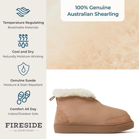 Dearfoams Women's Fireside Nylon Australian Shearling Water Resistant Après Winter Warm Up Bootie Snow Boot in Saudi Arabia