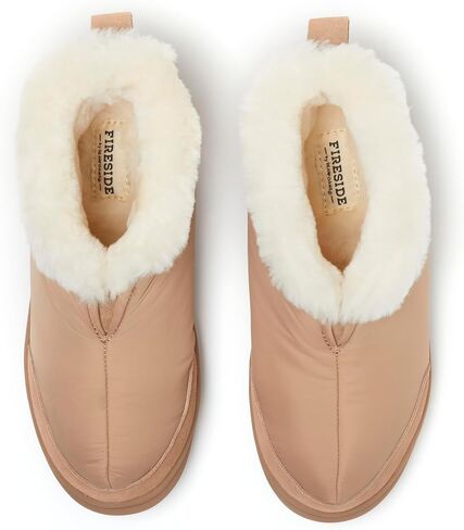 Dearfoams Women's Fireside Nylon Australian Shearling Water Resistant Après Winter Warm Up Bootie Snow Boot in Saudi Arabia