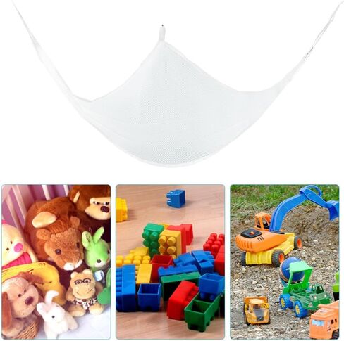 Toy Hammock, Stuffed Animal Net Hammock for Plushie Toys, Large Storage Mesh Pet, Corner Mesh Toy Storage Hanging Organizer for, Easy to Hang w/Included Anchors & Hook(White) in Saudi Arabia