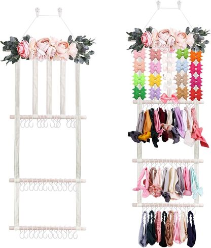 Headband Holder Bow Organizer for Girls, Hair Clips Bows Holder Baby Headbands Storage Personalized Hair Accessories Storage Organizer Wall Hanging Decor for Nursery Room Closet in Saudi Arabia