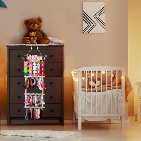 Headband Holder Bow Organizer for Girls, Hair Clips Bows Holder Baby Headbands Storage Personalized Hair Accessories Storage Organizer Wall Hanging Decor for Nursery Room Closet in Saudi Arabia