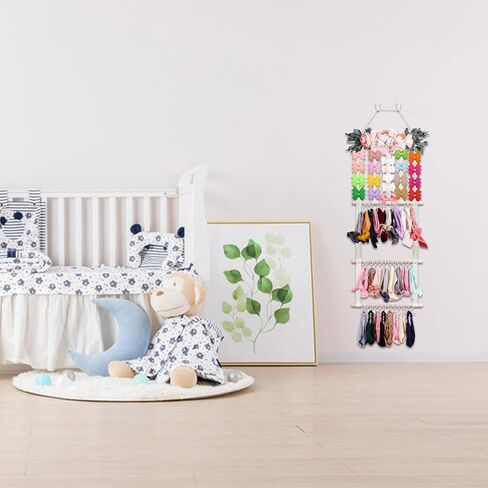 Headband Holder Bow Organizer for Girls, Hair Clips Bows Holder Baby Headbands Storage Personalized Hair Accessories Storage Organizer Wall Hanging Decor for Nursery Room Closet in Saudi Arabia