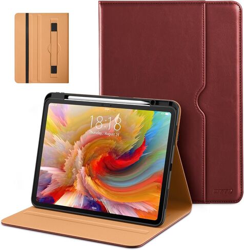 DTTO for iPad Pro 13 inch Case (M4) 2024, Premium Leather Business Folio Stand Cover with Pencil Holder - Auto Wake/Sleep and Multiple Viewing Angles, Built in Hand Strap & Pocket, Brown in Saudi Arabia