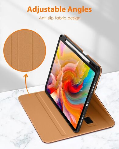 DTTO for iPad Pro 13 inch Case (M4) 2024, Premium Leather Business Folio Stand Cover with Pencil Holder - Auto Wake/Sleep and Multiple Viewing Angles, Built in Hand Strap & Pocket, Brown in Saudi Arabia
