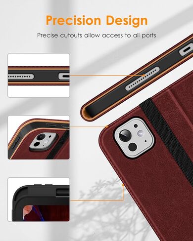 DTTO for iPad Pro 13 inch Case (M4) 2024, Premium Leather Business Folio Stand Cover with Pencil Holder - Auto Wake/Sleep and Multiple Viewing Angles, Built in Hand Strap & Pocket, Brown in Saudi Arabia
