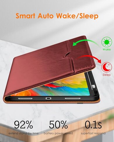 DTTO for iPad Pro 13 inch Case (M4) 2024, Premium Leather Business Folio Stand Cover with Pencil Holder - Auto Wake/Sleep and Multiple Viewing Angles, Built in Hand Strap & Pocket, Brown in Saudi Arabia